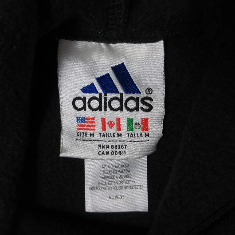 Vintage Adidas‎ Sweater Mens Medium Black Fleece Pullover Hoodie Sweatshirt